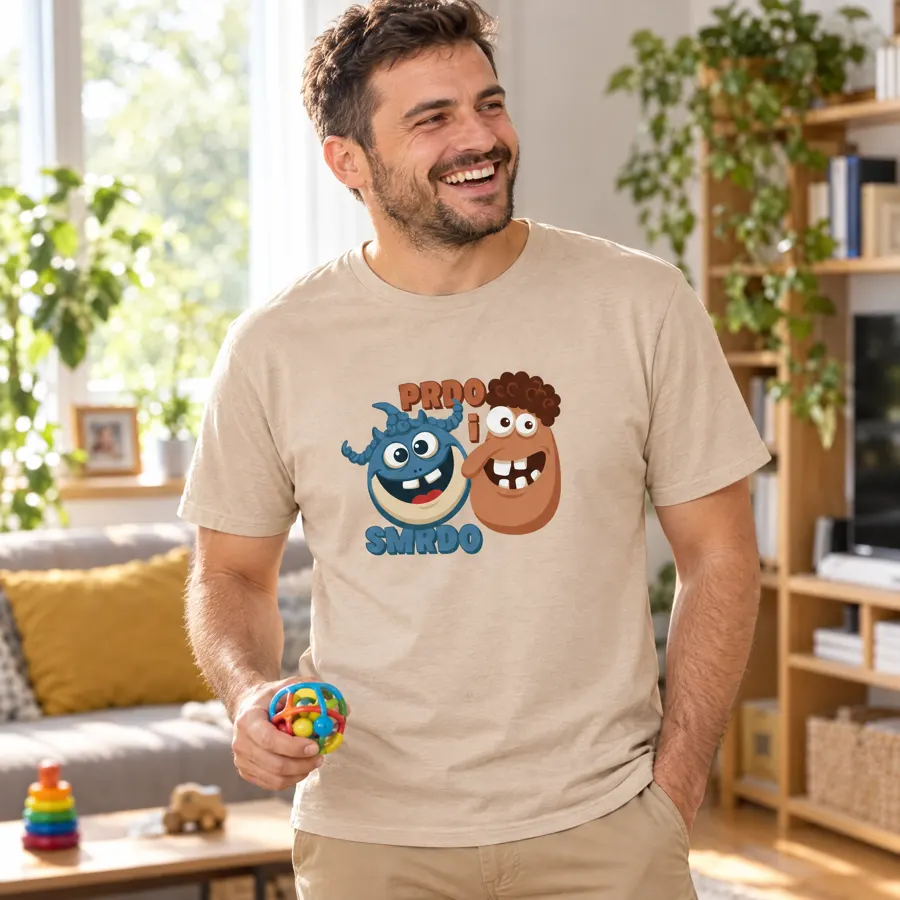 Tata u svetlo braon Prdo i Smrdo majici